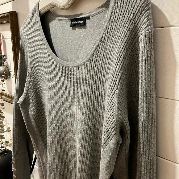 CLAIRE FRANCE Gray knit sweater size 2x - Picture 7 of 8